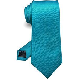 Men's Teal Solid Pure Color Imported Silk Blend Formal Neck Ties